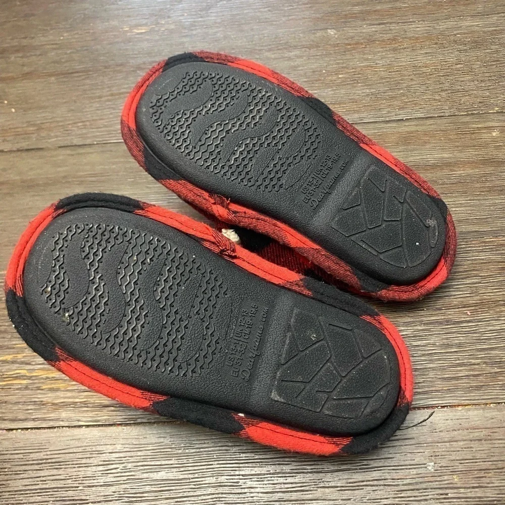 Dearfoams Kids and Toddlers Lil Bear Baby Bear Christmas Holiday slippers 13-1
